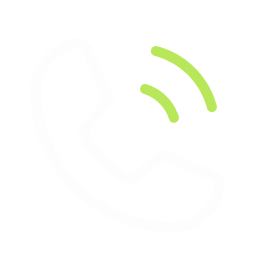 A white phone icon with two green curved lines above it, indicating an incoming or outgoing call, on a light gray background—perfect for representing communication or support services offered by a digital marketing agency.