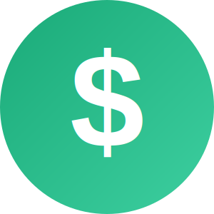 A white dollar sign centered on a green circular background, symbolizing financial growth and success for a digital marketing agency.